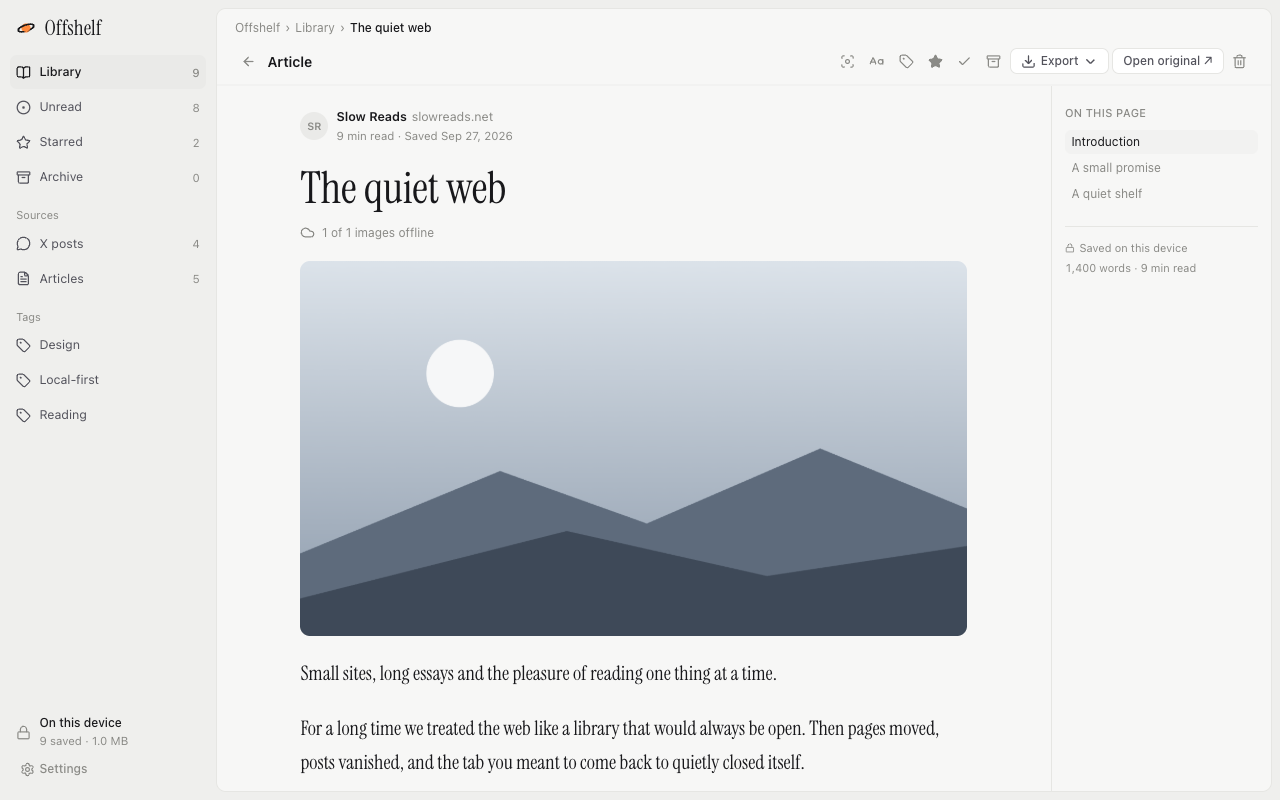 The Offshelf reader